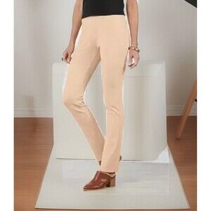 NWT Soft Surroundings size LARGE Perfect Ponte Camel Brown Straight Leg Pants